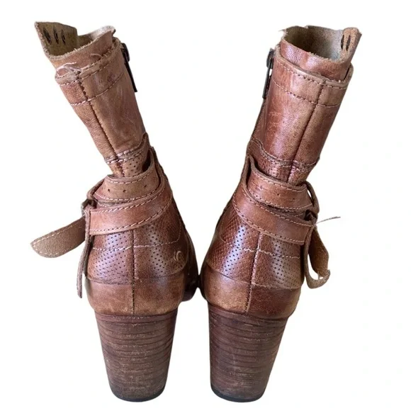 Bed Stu Cobbler Series Brown Leather Distressed Ankle Boots Womens Size 7.5